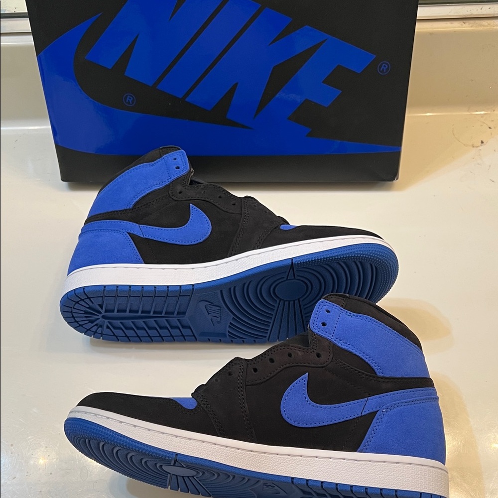 Jordan 1 - Men's Black and Blue High-Top